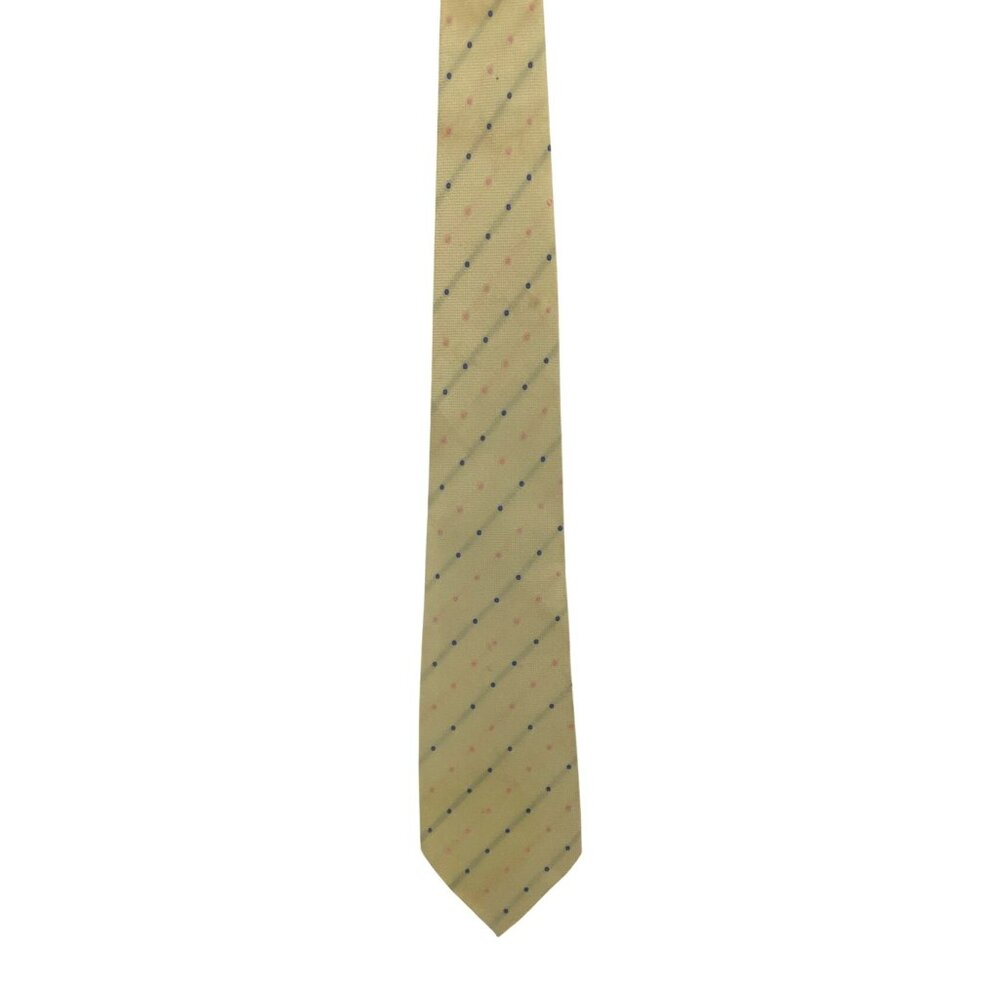 Burberry Yellow with Blue and Pink Polka Dots 100% Silk Designer Tie 60 inches - Picture 2 of 5